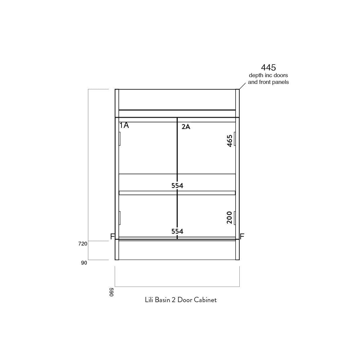Lili 600mm Floor Standing 2 Door Vanity Unit With Basin- Matt Grey
