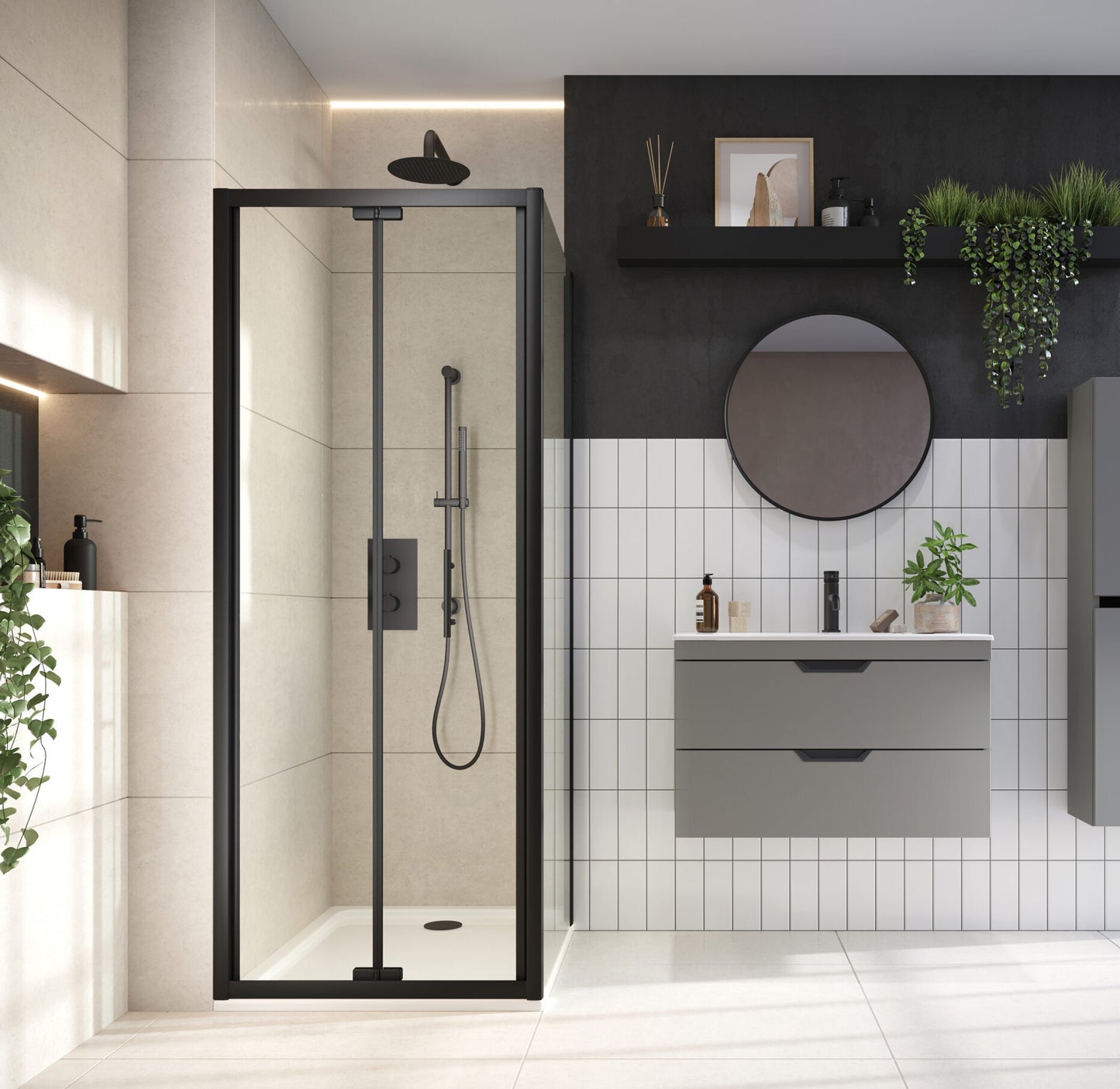Aubrey Wall Hung 300mm wide 1200mm Tall Boy Unit - Dust Grey
