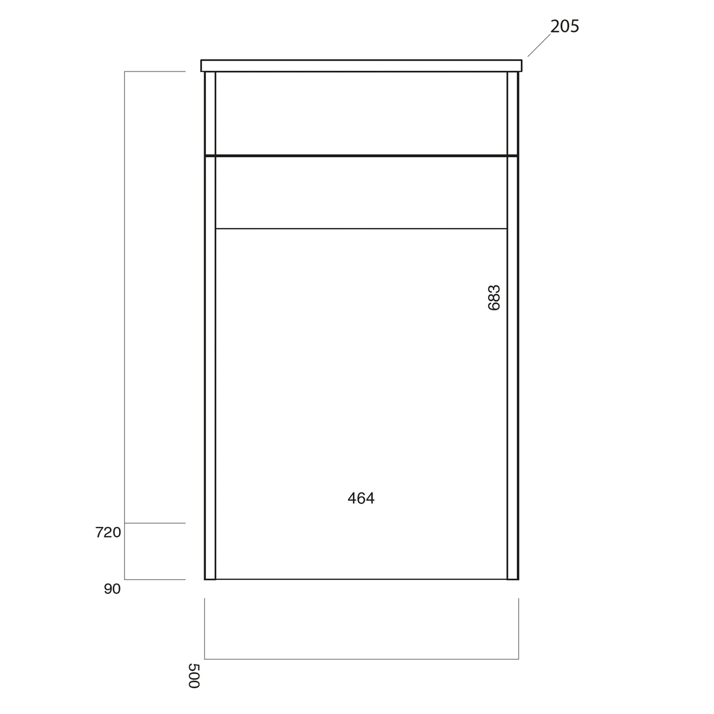 Bella 500mm Floor Standing BTW Unit - High Gloss White