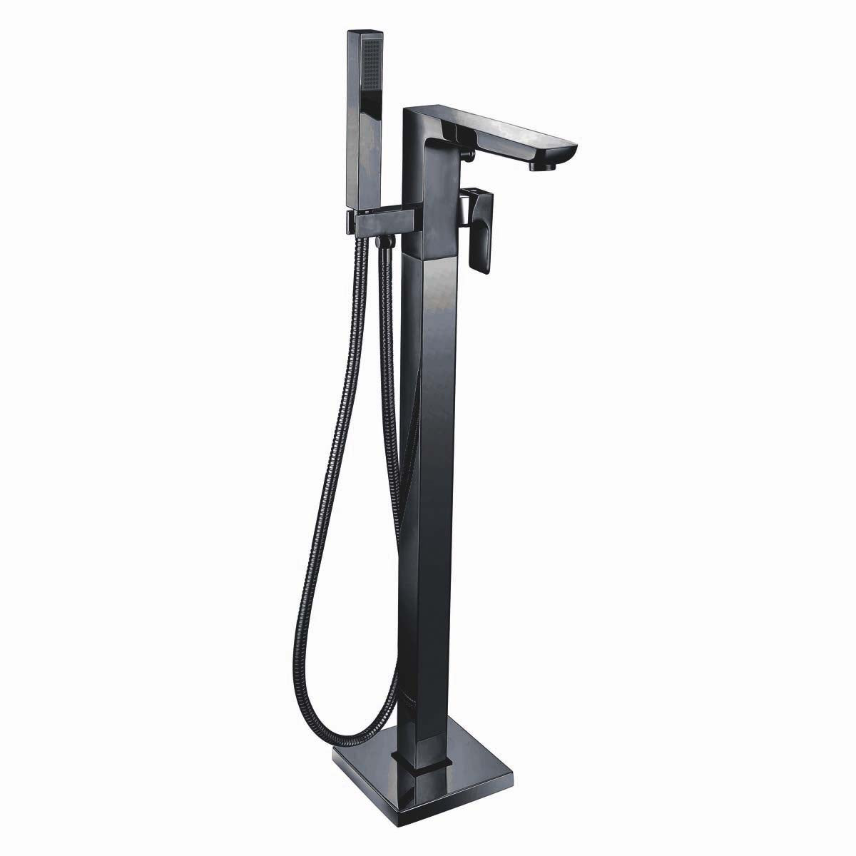 Scudo Muro Freestanding Bath Tap with Hand Shower (Black)