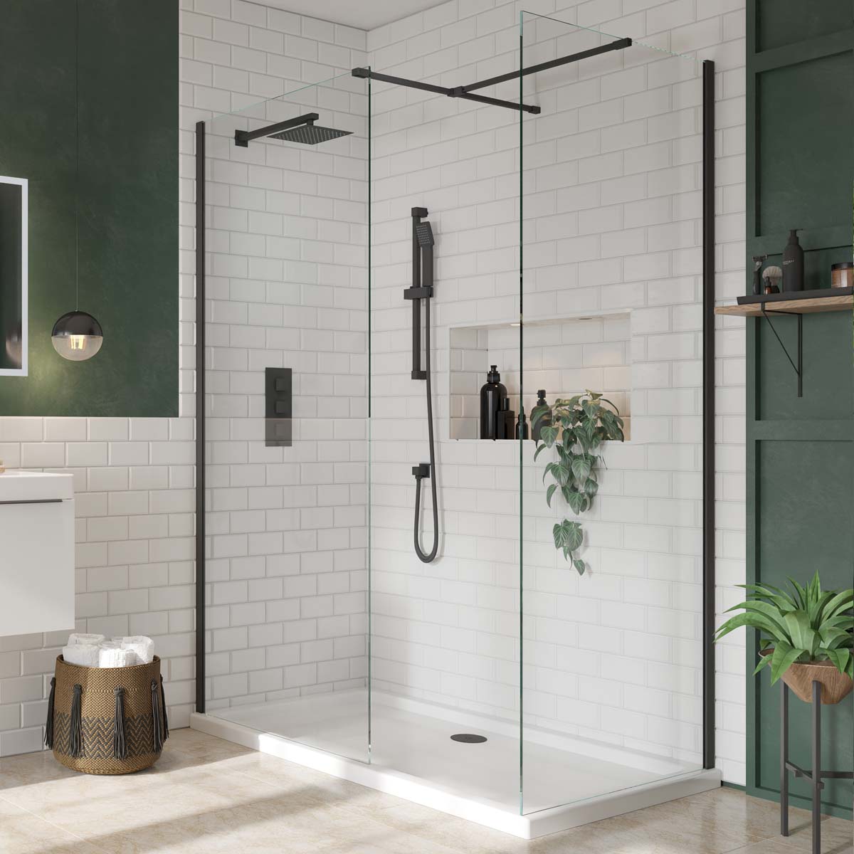 Scudo Square Wall Arm for fixed shower head - Black