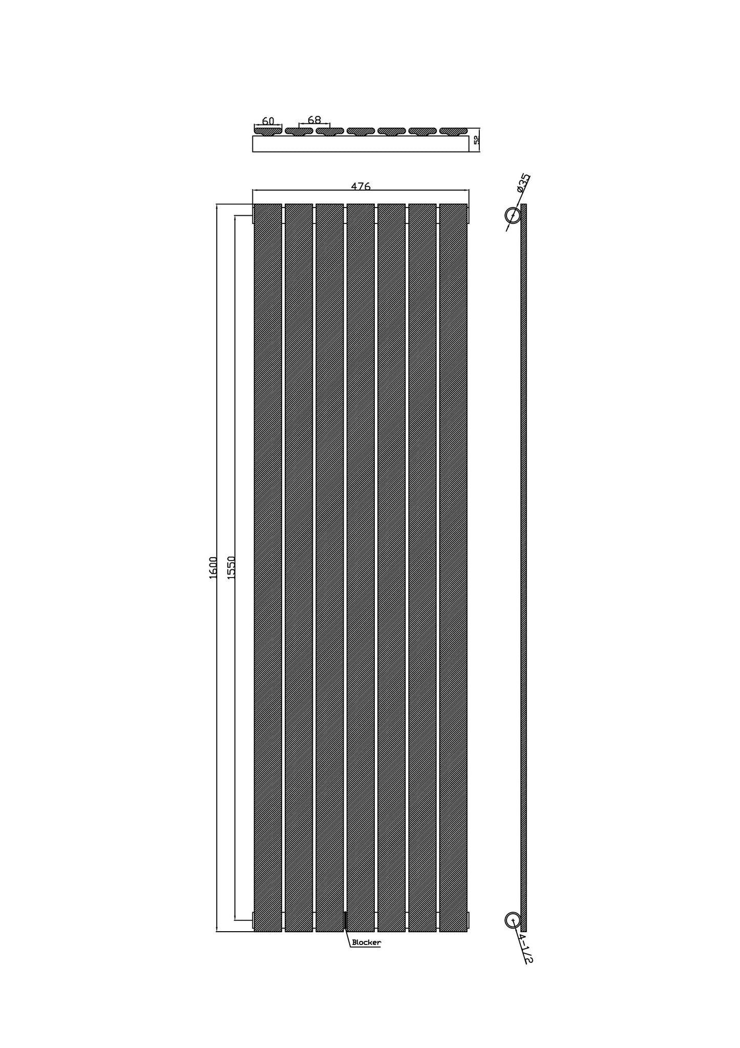 Scudo Bravo Vertical Anthracite Single Designer Radiator