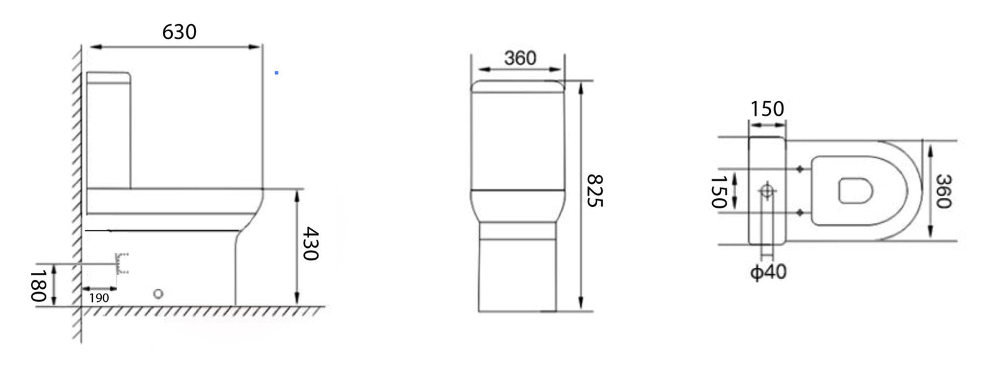Scudo Spa Close Couple (Closed Back) Toilet Inc Soft Close Seat
