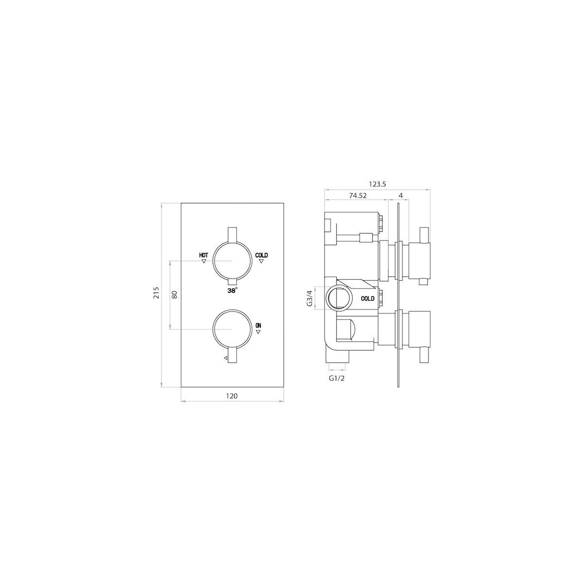 Scudo Twin Round Concealed Valve with Diverter-2 outlet