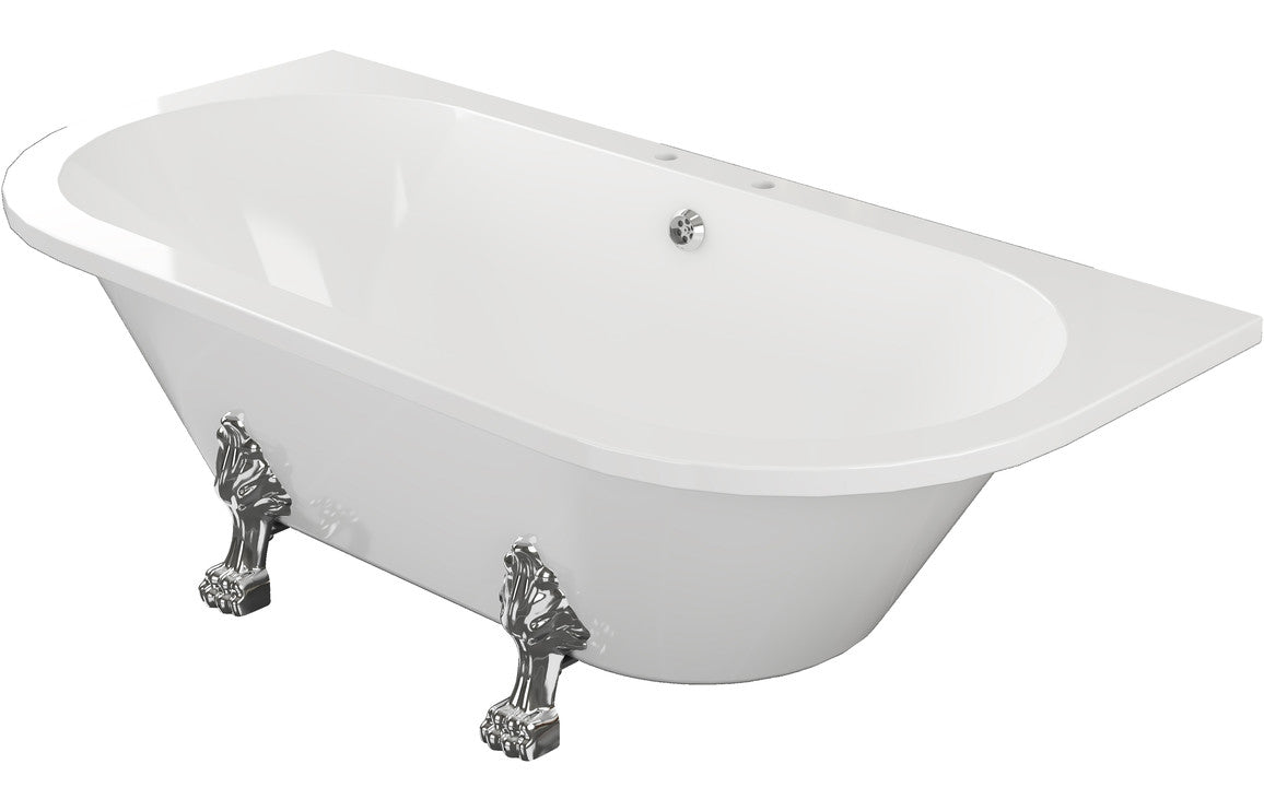 **Available Feb 2024** Grange Freestanding Back To Wall 1700x800x600mm 2TH Bath w/Feet - White
