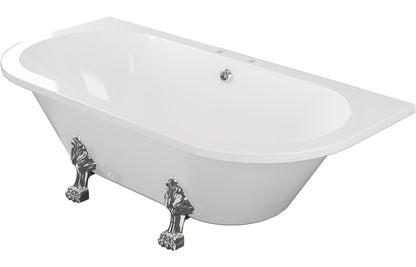 **Available Feb 2024**  Grange Freestanding Back To Wall 1700x800x600mm 2TH Bath w/Feet - White