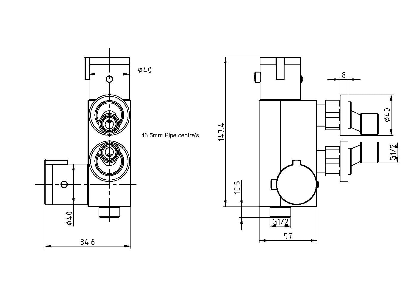 Scudo Douche Brushed Bronze -Thermostatic Vertical Valve