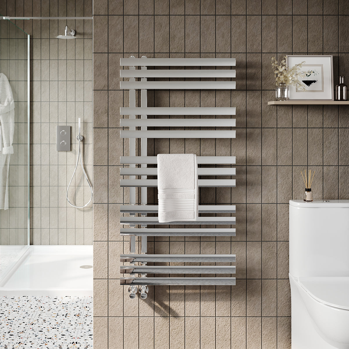 Scudo Elizabeth Chrome heated towel Warmer 800, 1200 & 1800mm High