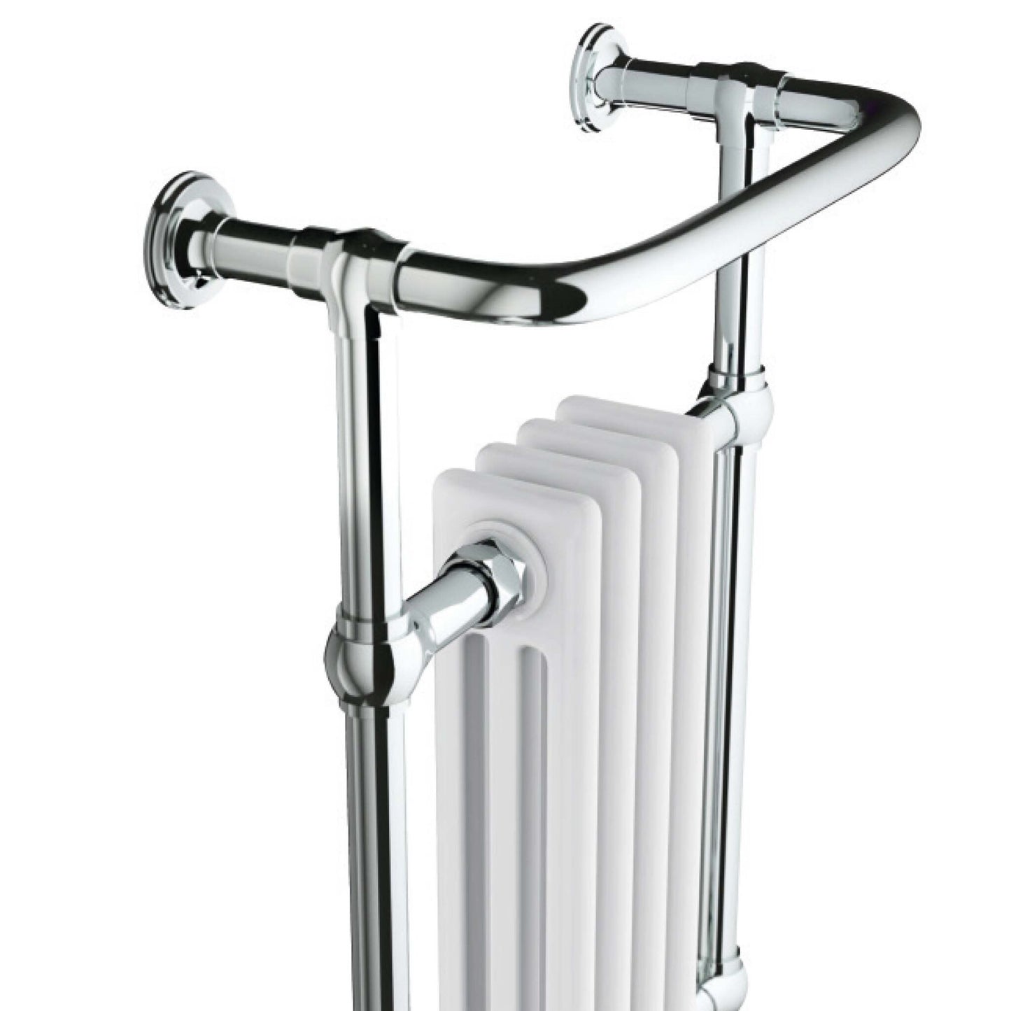 Scudo Harrogate Chrome & White Traditional 4 Column Towel Warmer