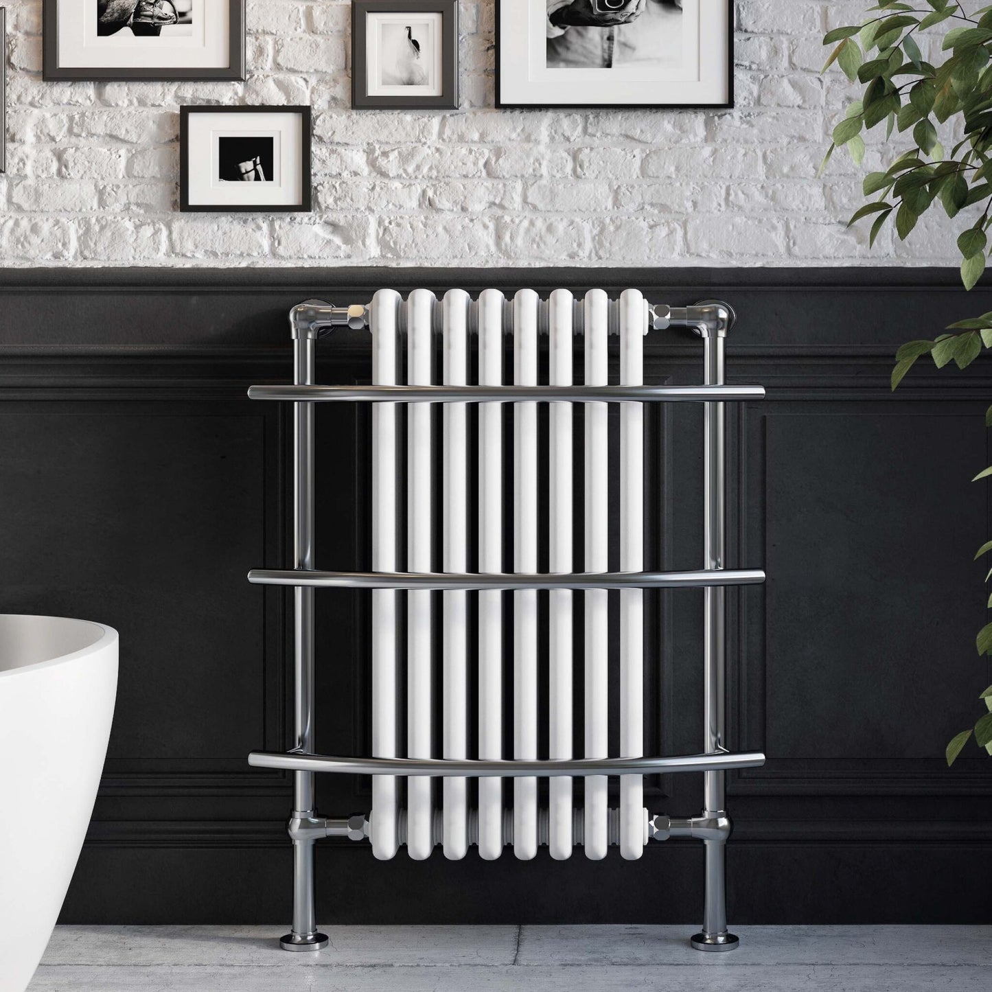 Scudo Huby Chrome & White Traditional 8 Column Towel Warmer