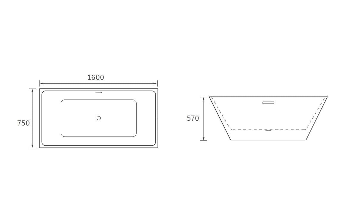 Sweetwater Freestanding 1600x750x570mm Bath