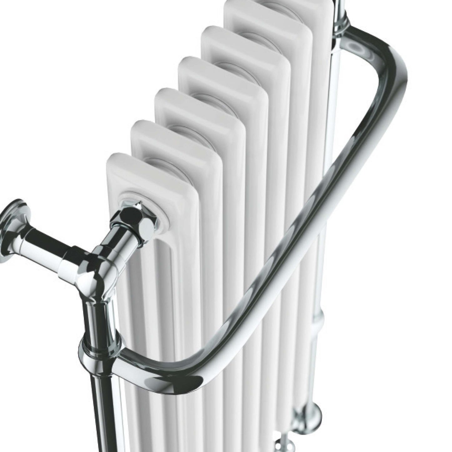 Scudo Huby Chrome & White Traditional 8 Column Towel Warmer