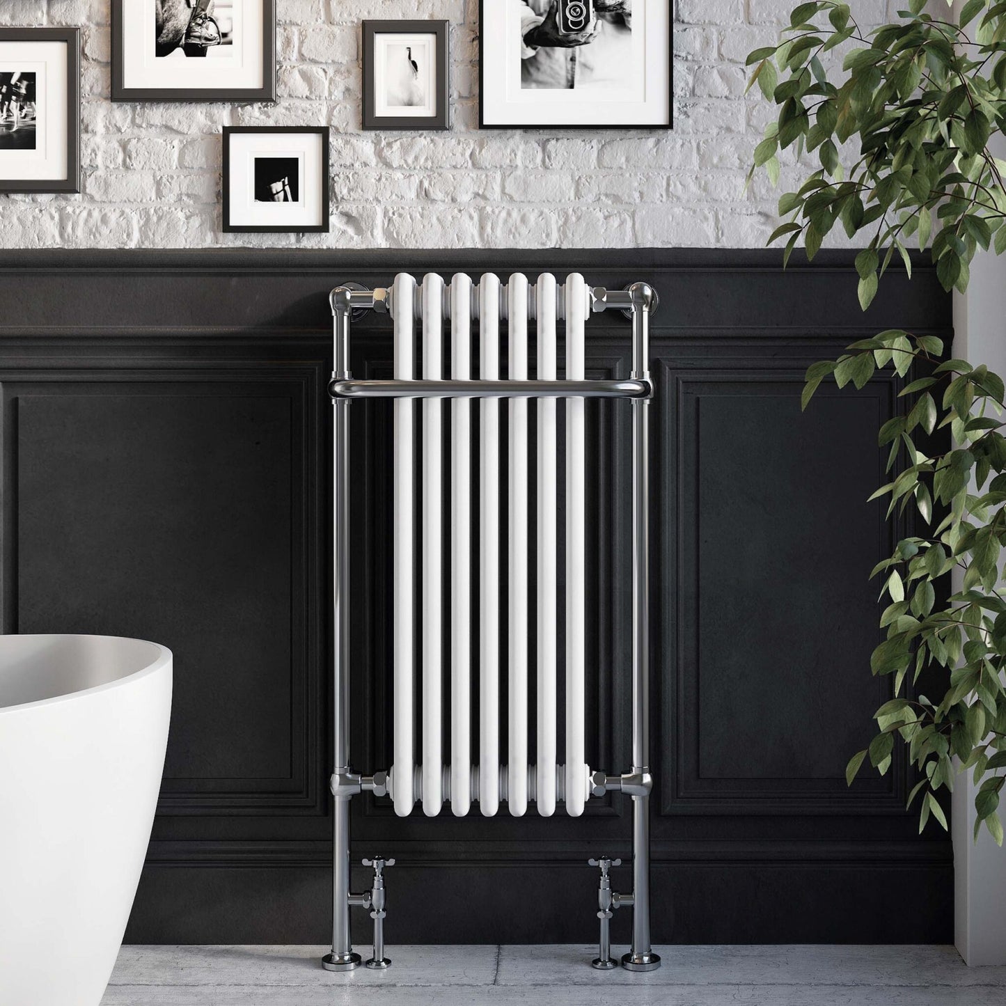 Scudo Ilkley Chrome & White Traditional 7 Column Towel Warmer
