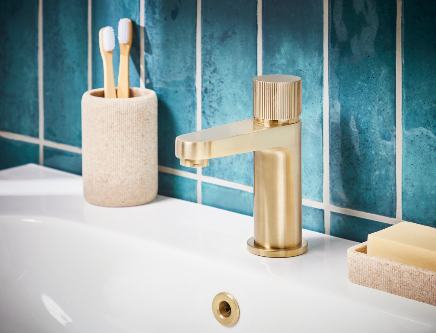 Scudo Koko Mini Mono Basin Mixer - Brushed Brass