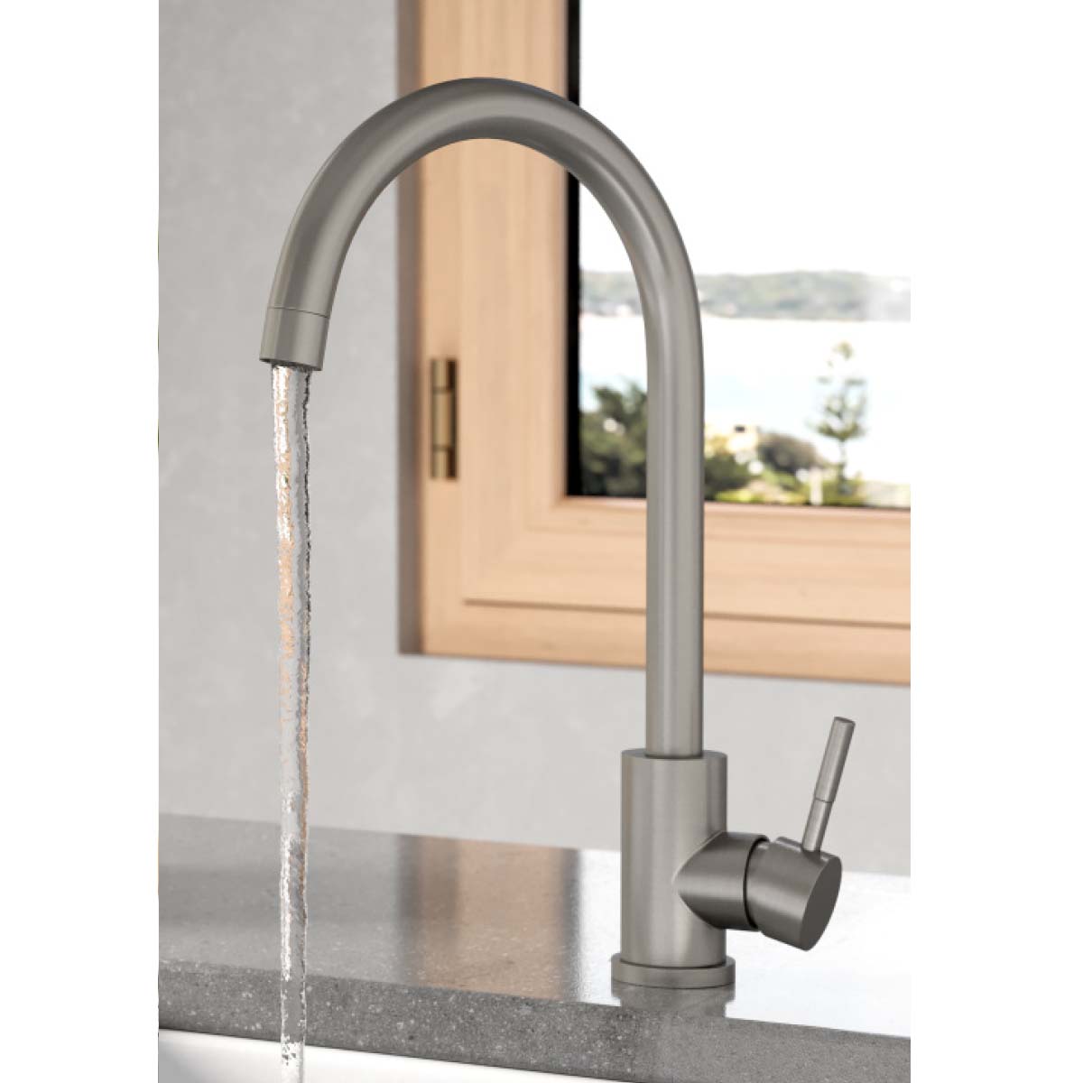 Scudo Manhattan Kitchen Tap in Brushed Stainless Steel