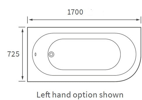 Bowline J Shape 1700x725x600mm undrilled for tap (Select Hand)