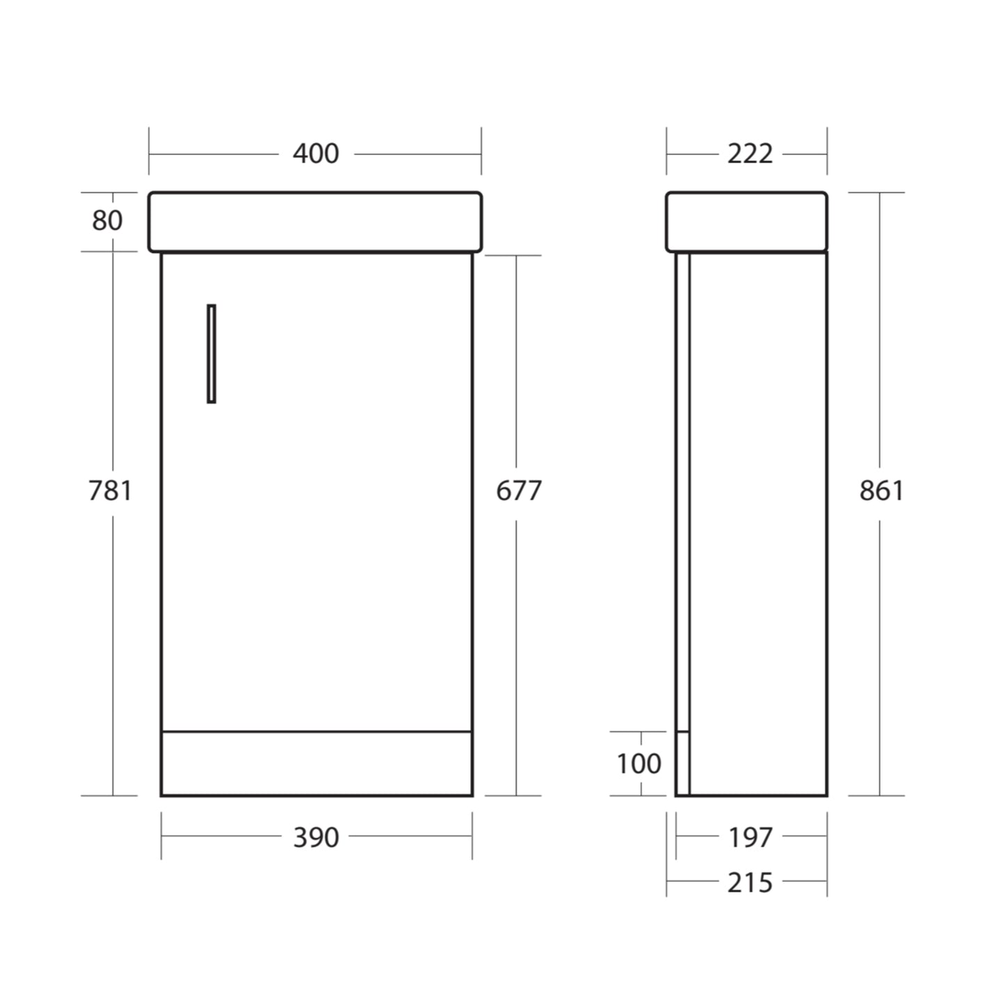Scudo Lanza 400mm wide slim Vanity with Basin -White