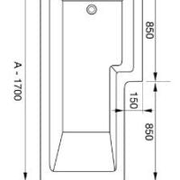Scudo L Shape Shower Bath (available Left or right handed) 1700 x 850