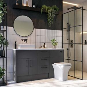 Scudo Round Black Concealed Cistern Push