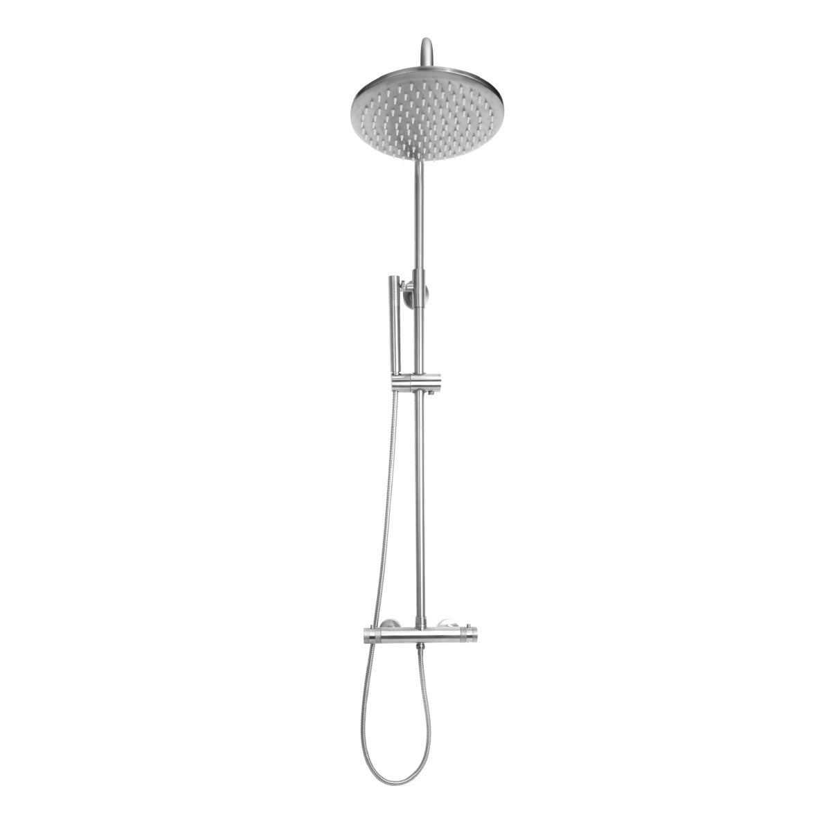 Scudo Core Round Chrome Thermostatic Shower with Rigid Riser and hand shower