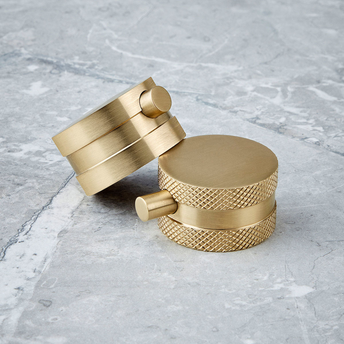 Scudo Core Round Brushed Brass Thermostatic Shower with Rigid Riser and hand shower