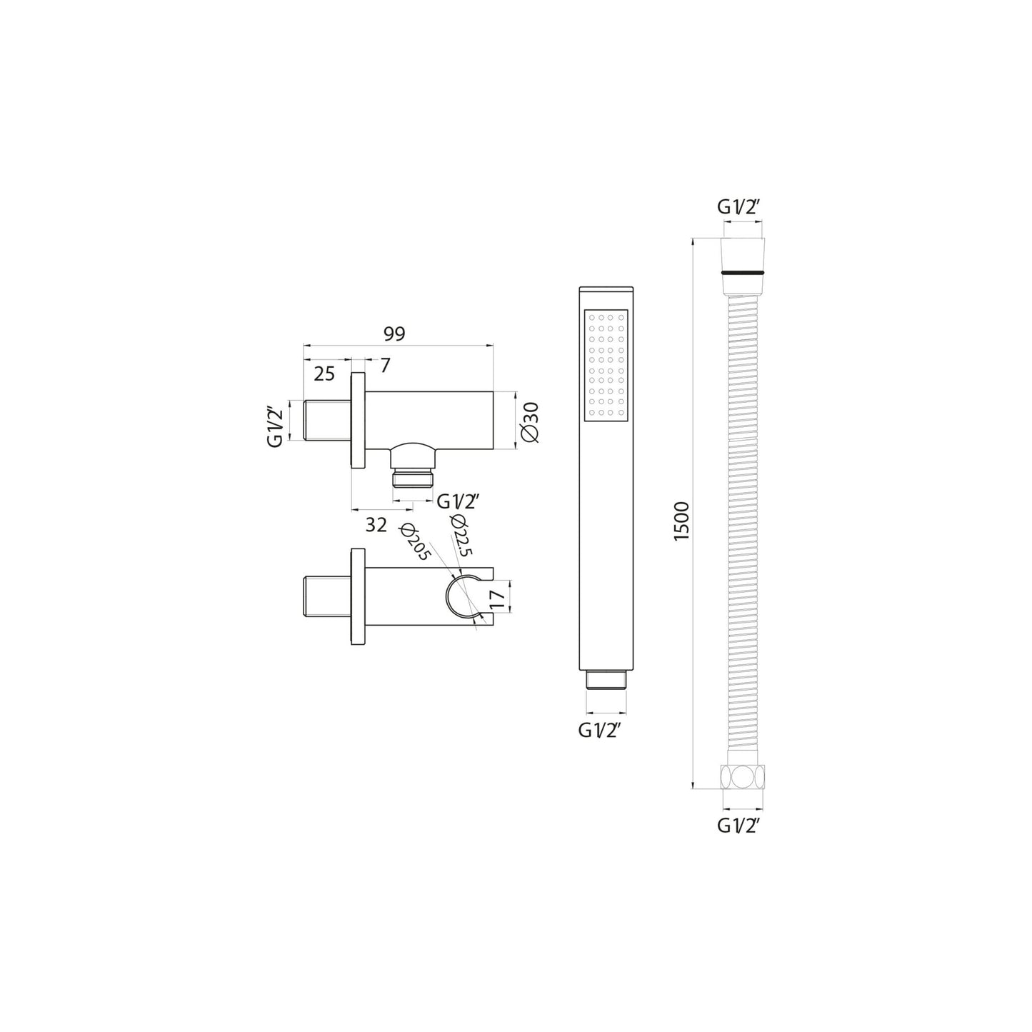 Scudo Round Chrome Outlet Hose & Head