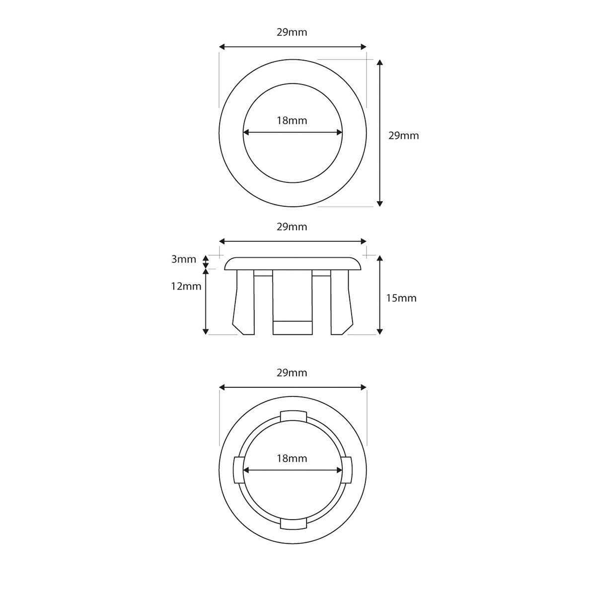 Scudo Matt Black Round Overflow Insert