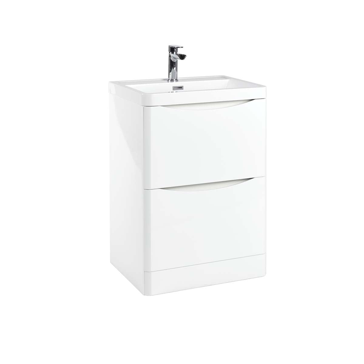 Bella Floor Standing Vanity units with Basin - High Gloss White (3 Sizes)