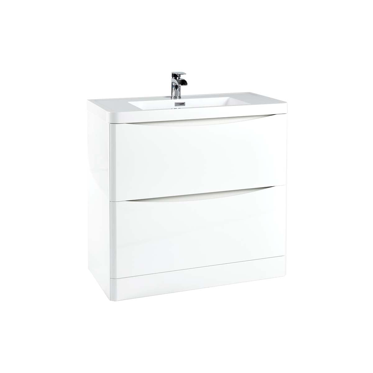 Bella Floor Standing Vanity units with Basin - High Gloss White (3 Sizes)