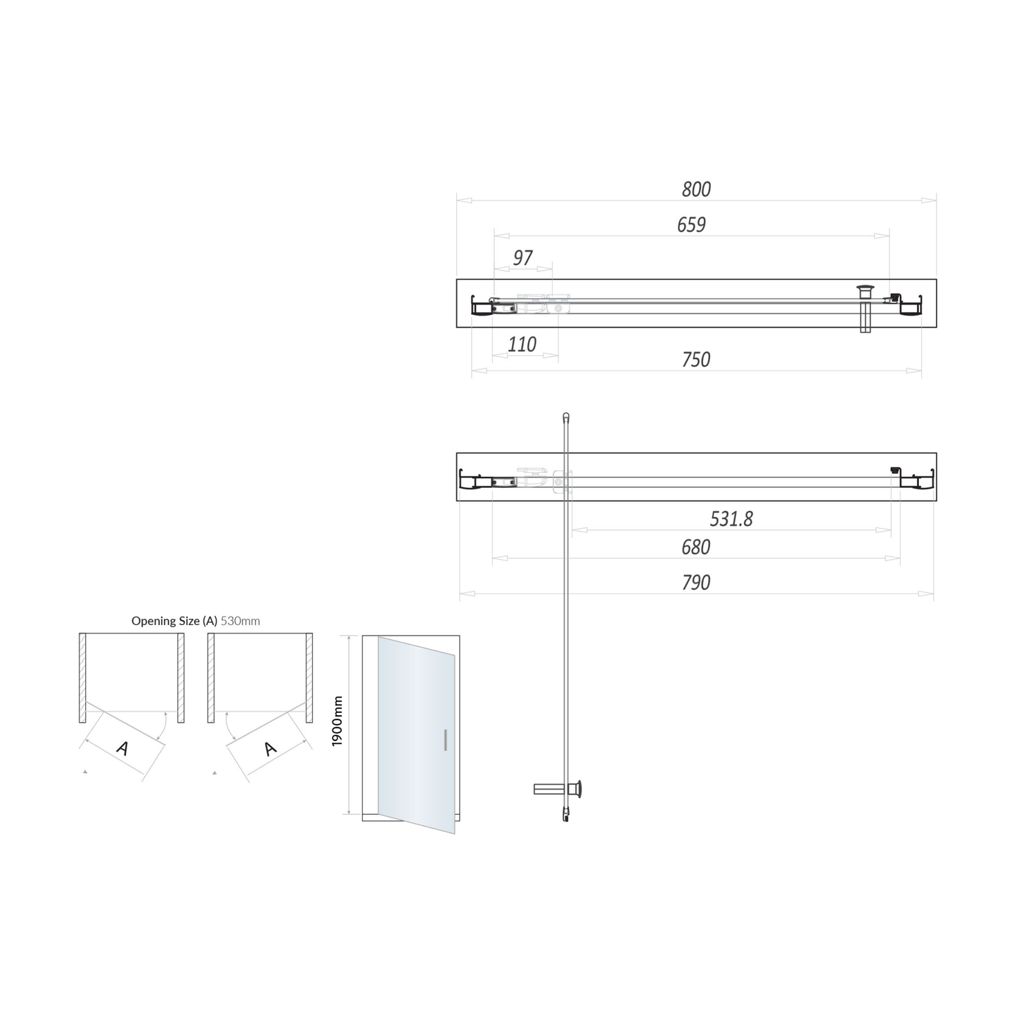 Scudo Black S6 Pivot Door (Combine with Side Panel to make Shower Enclosure) - 6mm Glass
