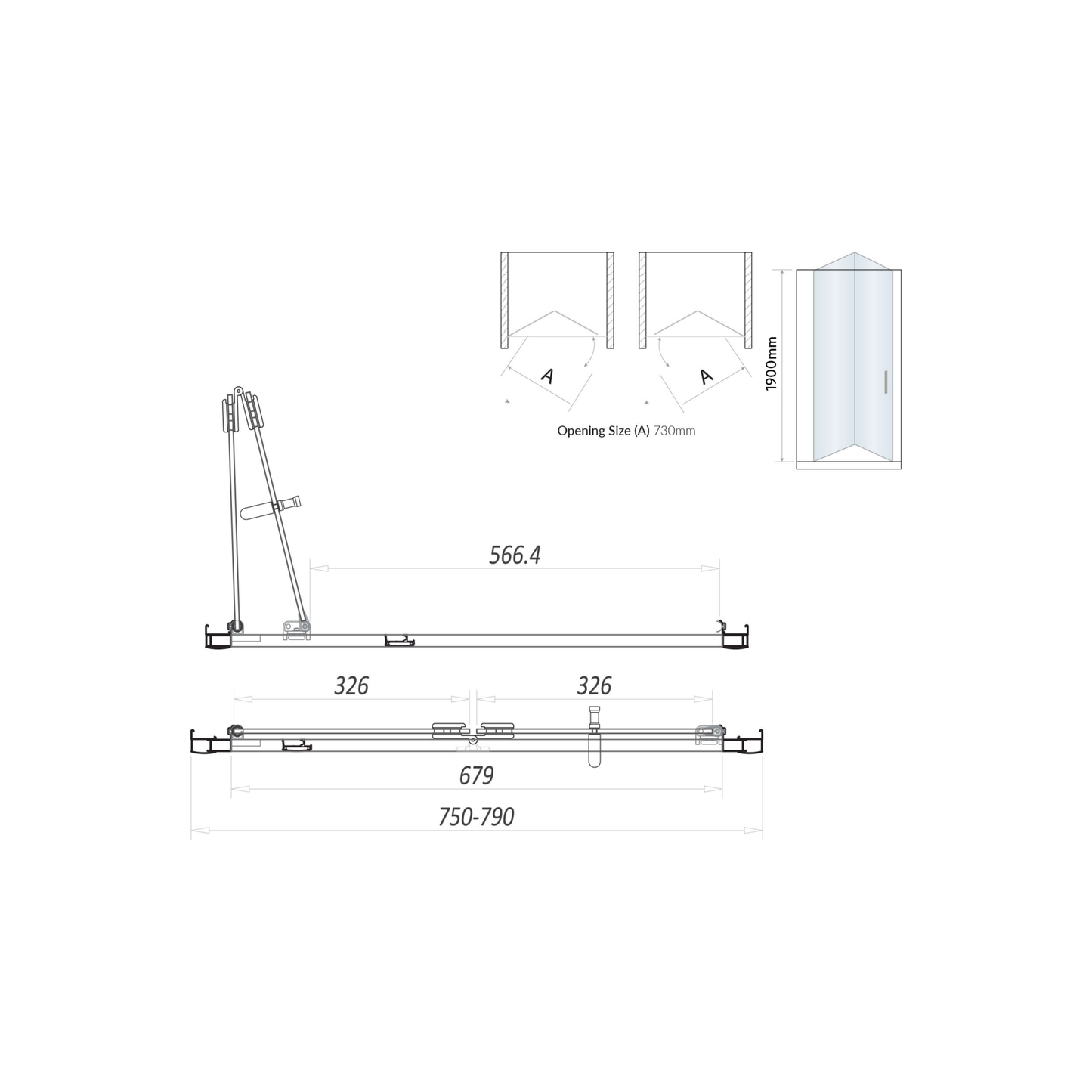 Scudo Black S6 BiFold Door (Combine with Side Panel to make Shower Enclosure) - 6mm Glass