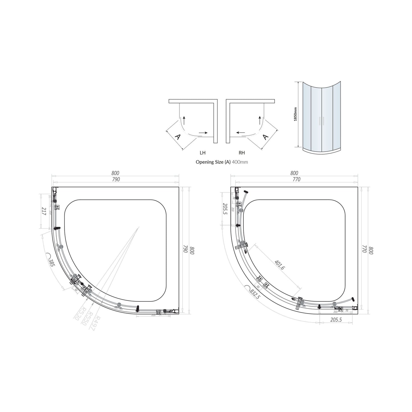 Scudo Standard Chrome S6 Double Door Equal Quadrant Shower Enclosures - 6mm Glass