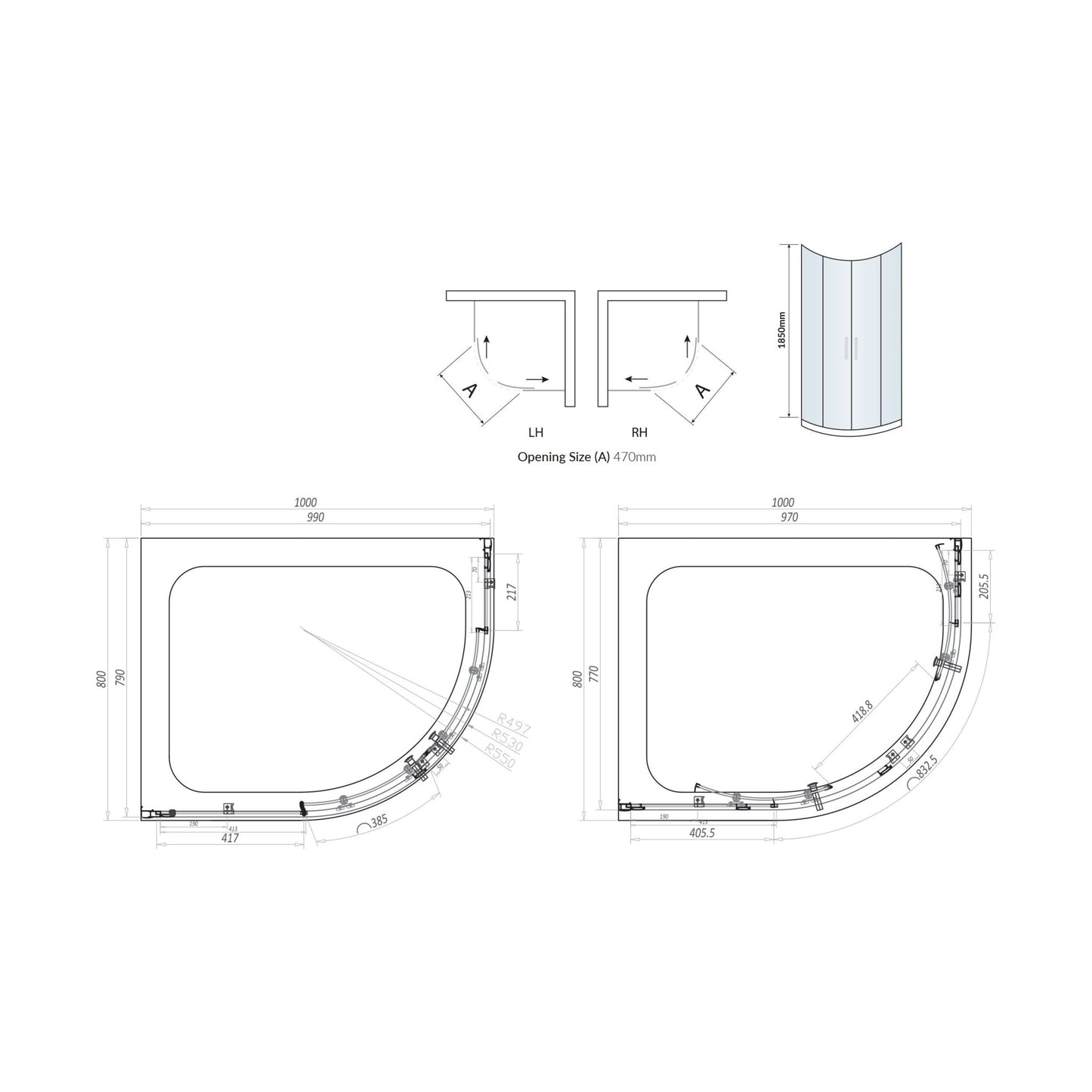 Scudo Standard Chrome S6 Double Door Off-Set Quadrant Shower Enclosures - 6mm Glass