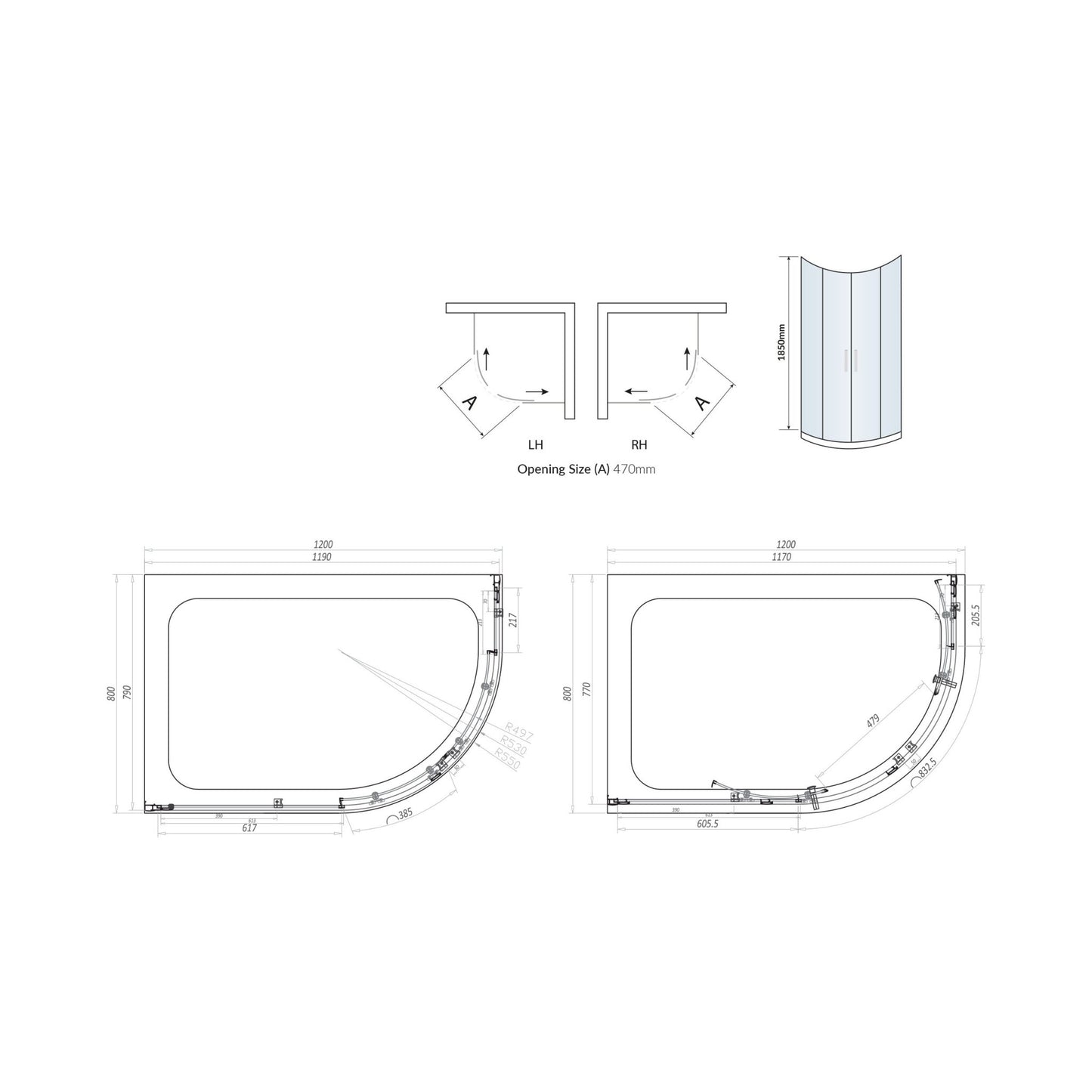 Scudo Standard Chrome S6 Double Door Off-Set Quadrant Shower Enclosures - 6mm Glass