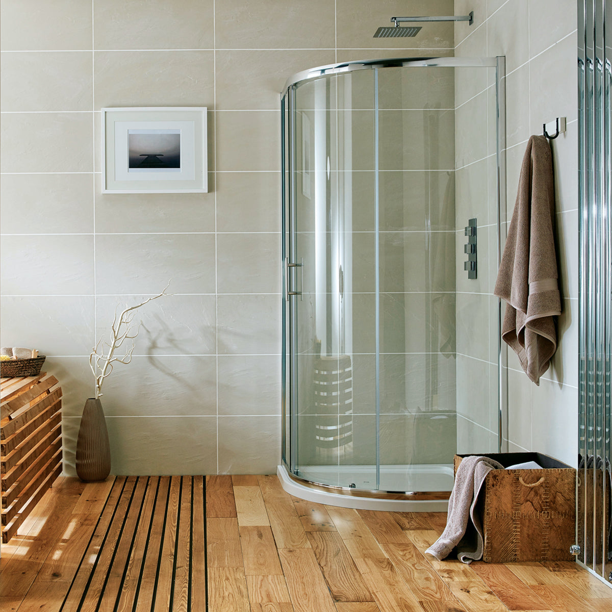 Scudo Standard Chrome S6 Single Door Off-Set Quadrant Shower Enclosures - 6mm Glass