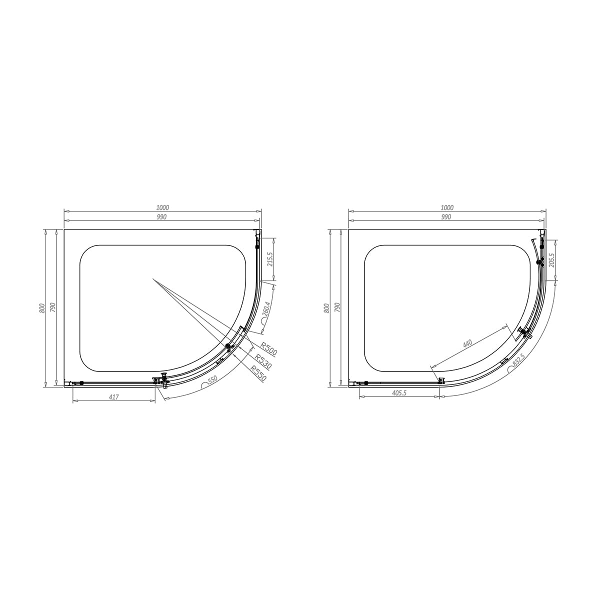 Scudo Standard Chrome S6 Single Door Off-Set Quadrant Shower Enclosures - 6mm Glass