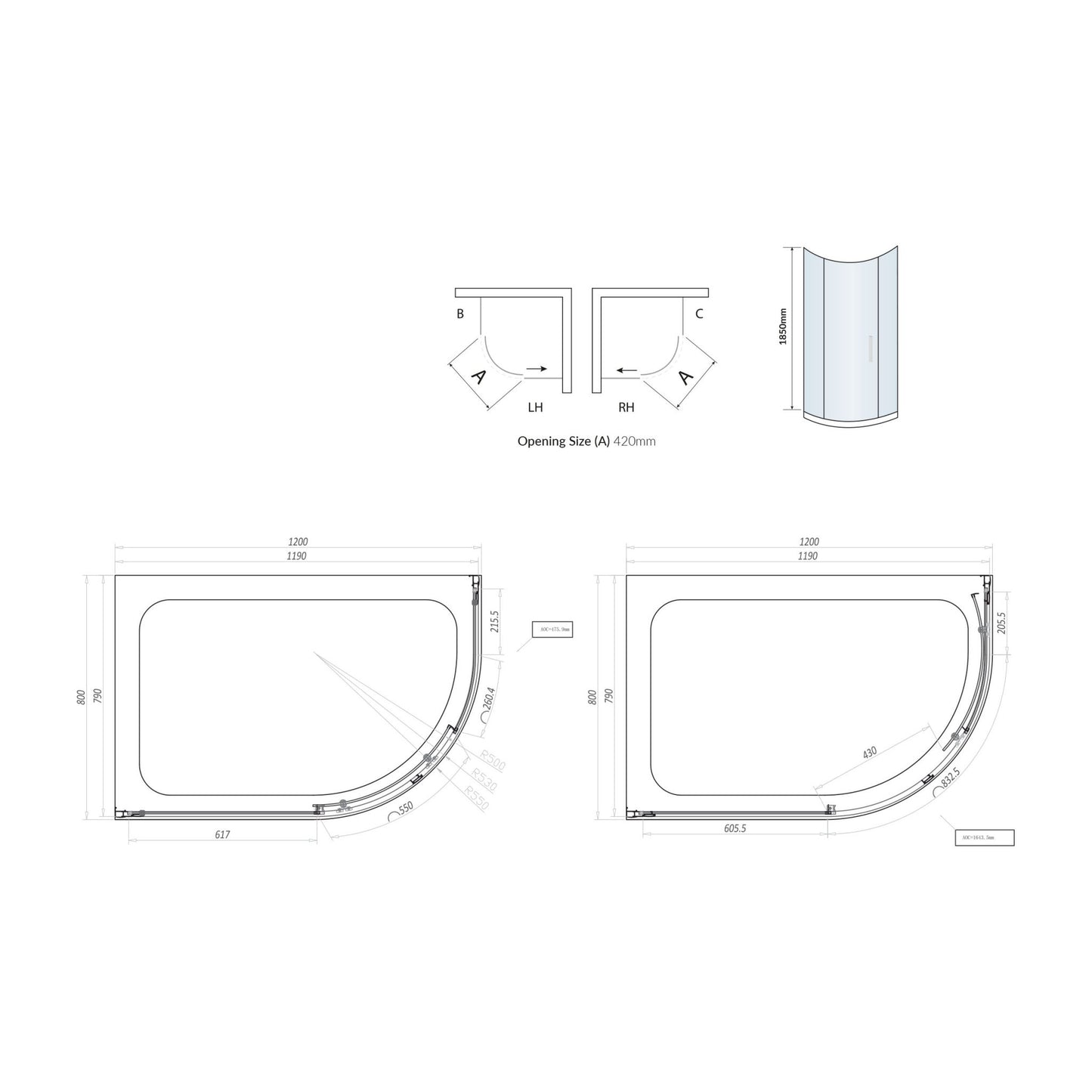 Scudo Standard Chrome S6 Single Door Off-Set Quadrant Shower Enclosures - 6mm Glass