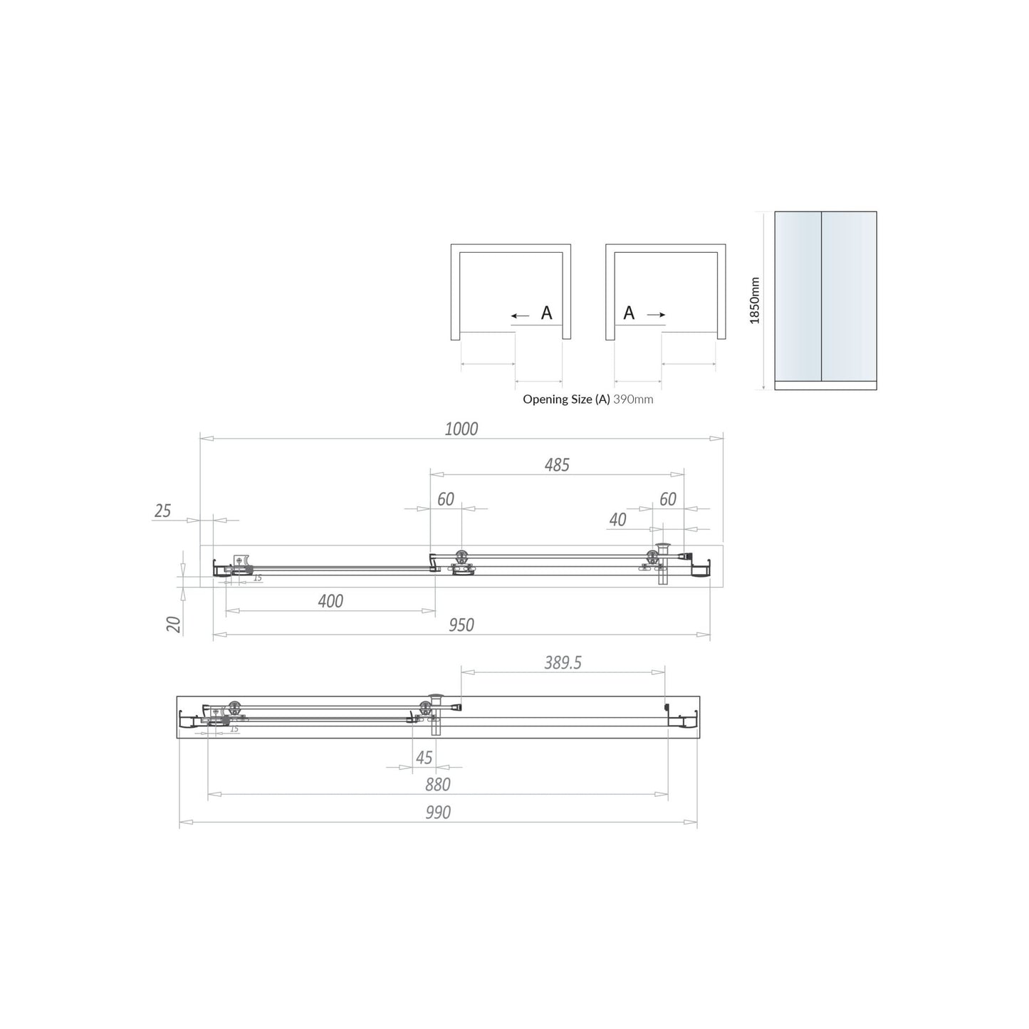 Scudo Chrome S6 Sliding Door (Combine with Side Panel to make Shower Enclosure) - 6mm Glass