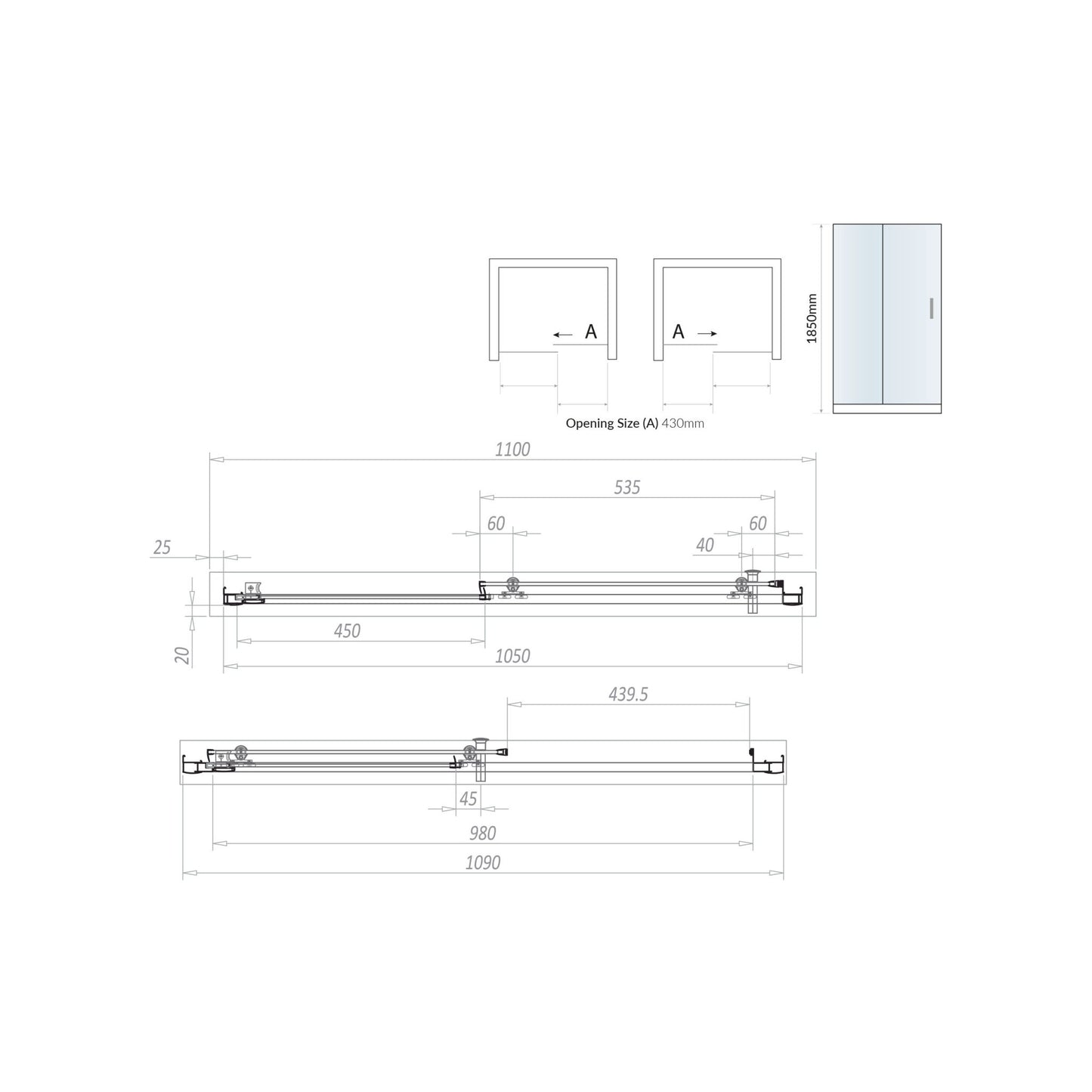 Scudo Chrome S6 Sliding Door (Combine with Side Panel to make Shower Enclosure) - 6mm Glass