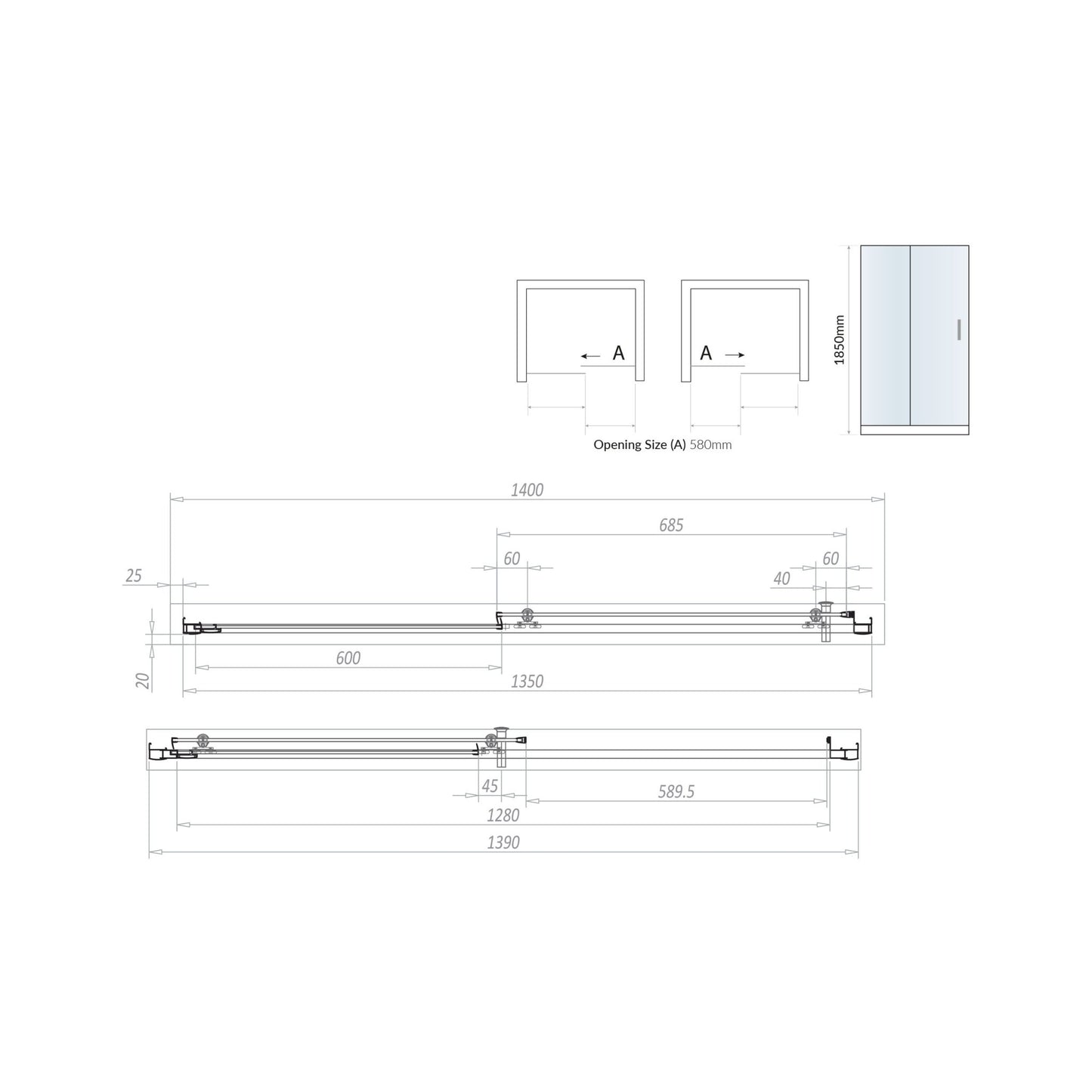 Scudo Chrome S6 Sliding Door (Combine with Side Panel to make Shower Enclosure) - 6mm Glass