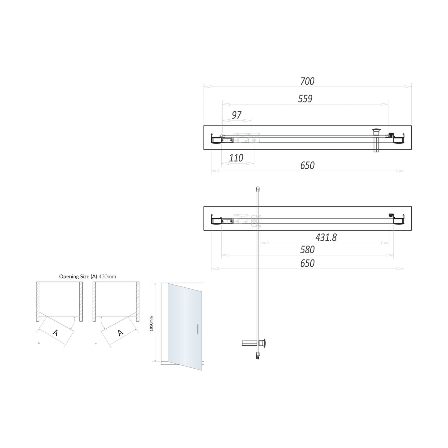 Scudo Chrome S6 Pivot Door (Combine with Side Panel to make Shower Enclosure) - 6mm Glass