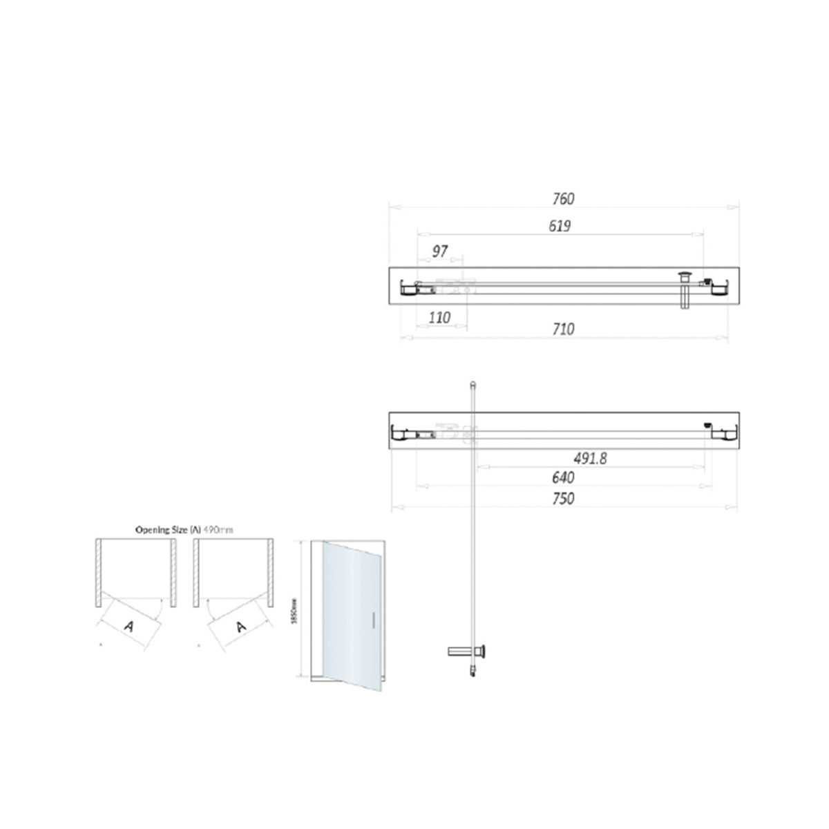 Scudo Chrome S6 Pivot Door (Combine with Side Panel to make Shower Enclosure) - 6mm Glass