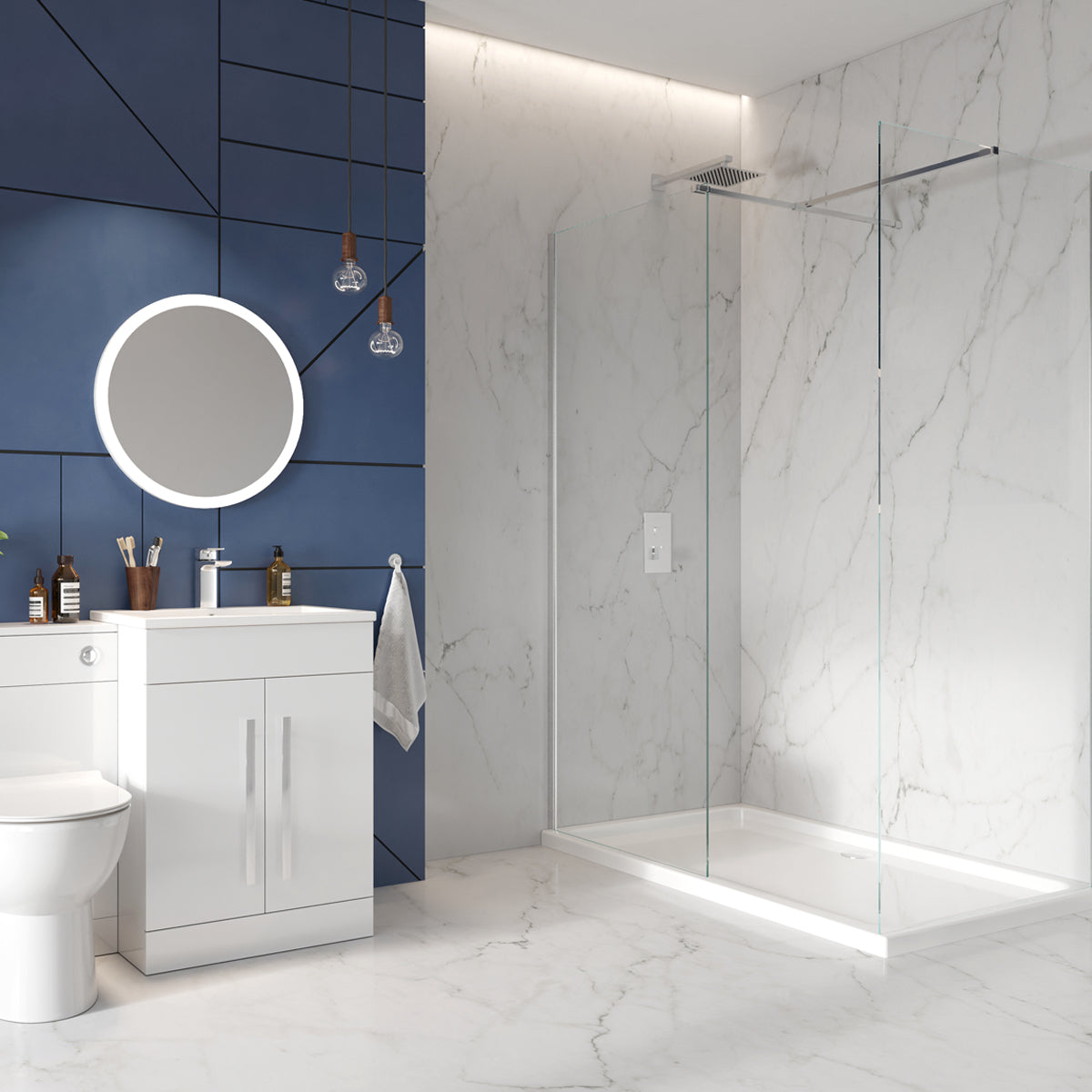 Scudo S8 Standard Wetroom Glass 8mm - 2000mm High - To convert standard Chrome to colour profile you need a profile pack