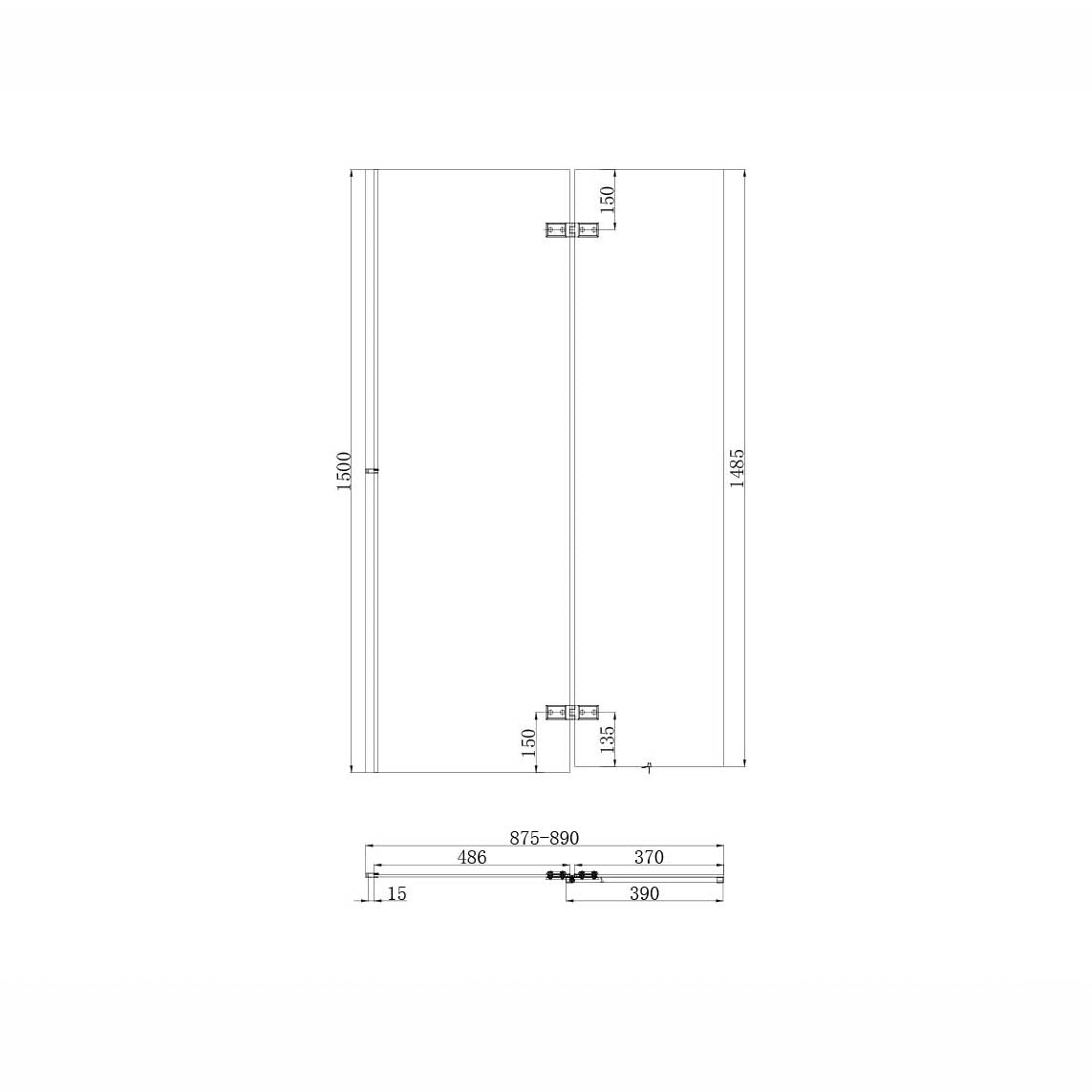 Scudo Chrome Square 1500 x 900mm Bath Screen 6mm Glass