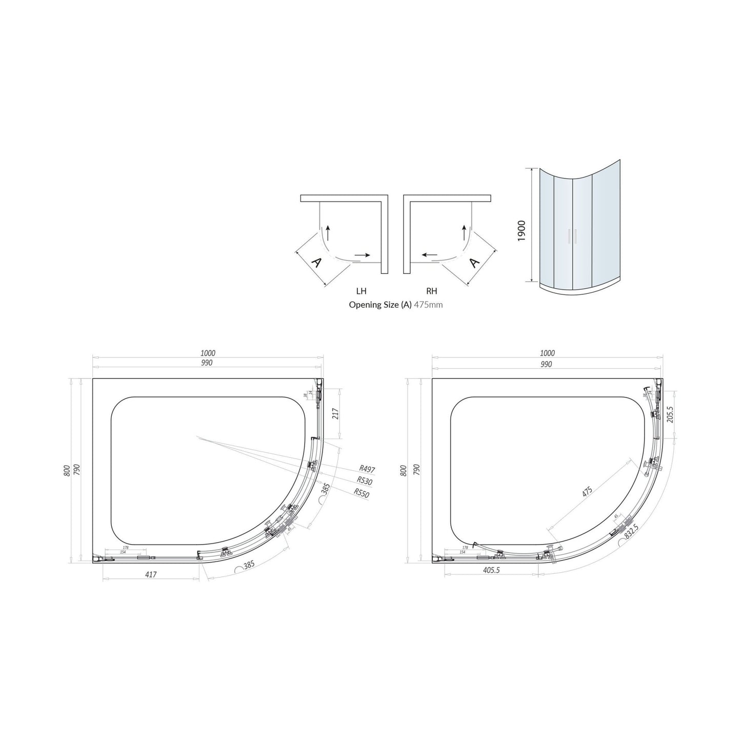 Scudo Luxury Chrome S8 Double Door Offset Quadrant Shower Enclosures - 8mm Glass