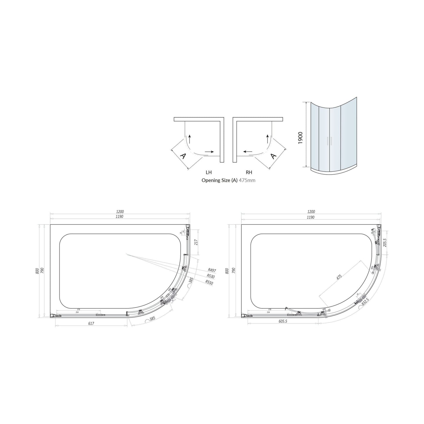 Scudo Luxury Chrome S8 Double Door Offset Quadrant Shower Enclosures - 8mm Glass