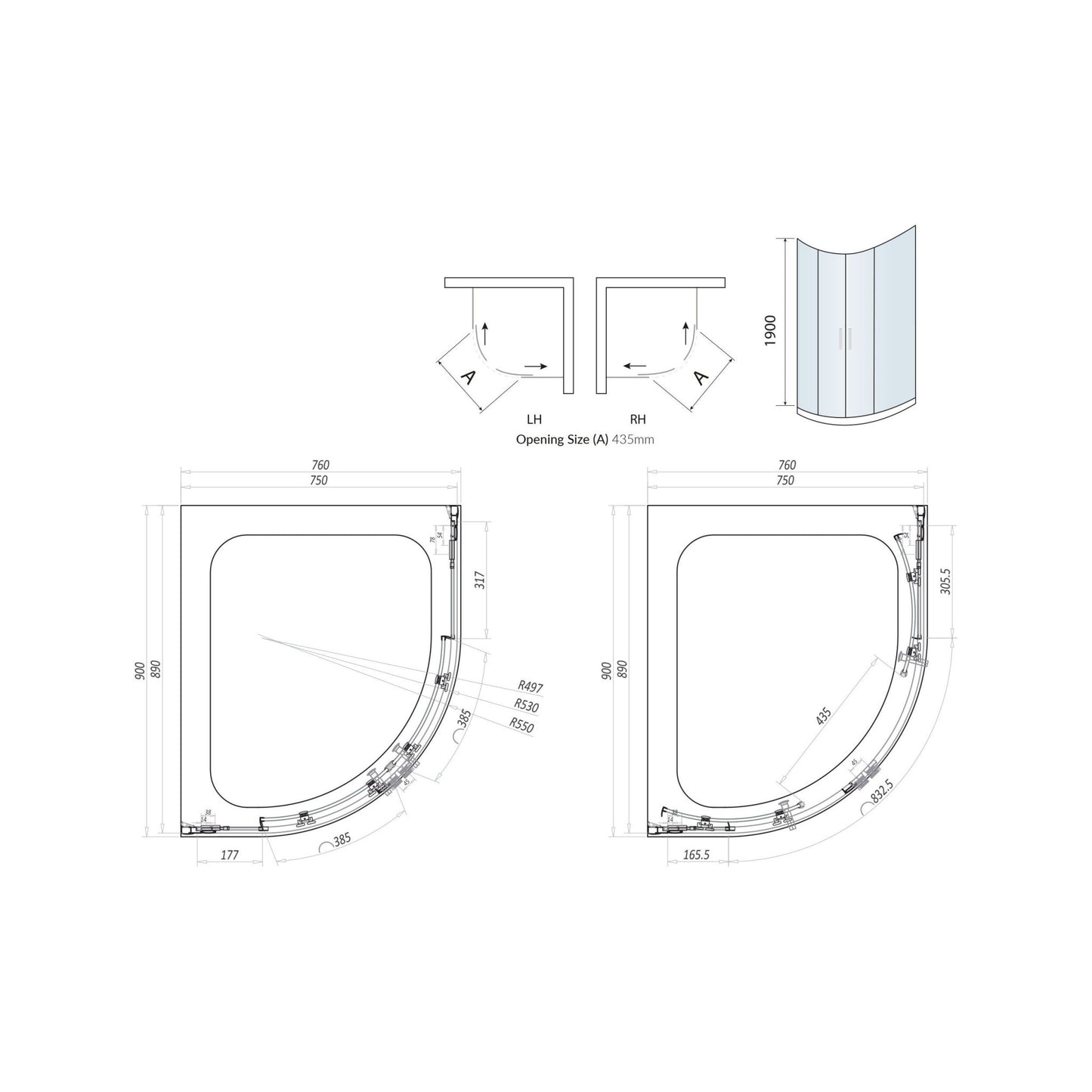 Scudo Luxury Chrome S8 Double Door Offset Quadrant Shower Enclosures - 8mm Glass