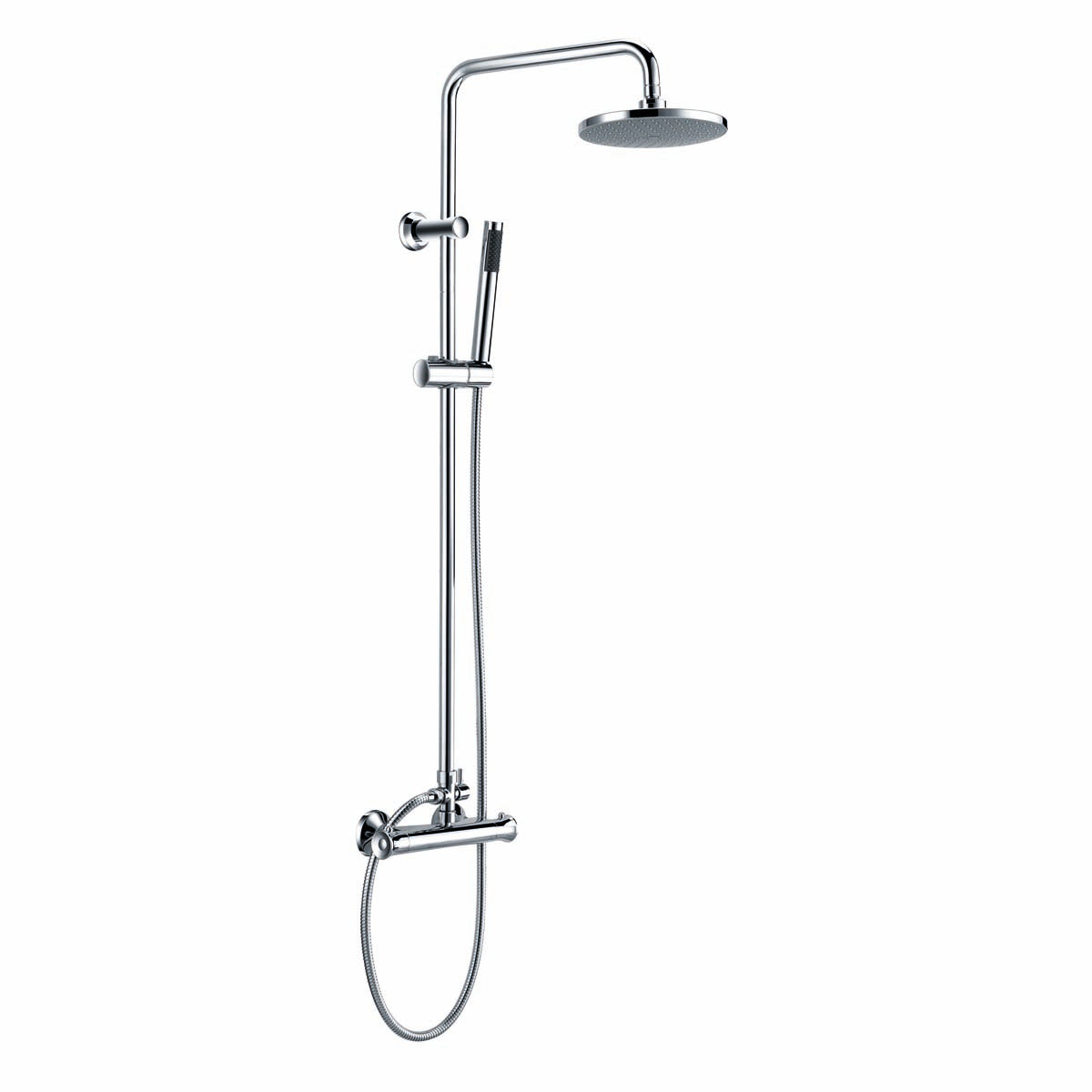 Scudo Tidy Round Thermostatic bar shower set with Rigid Riser & hand Shower