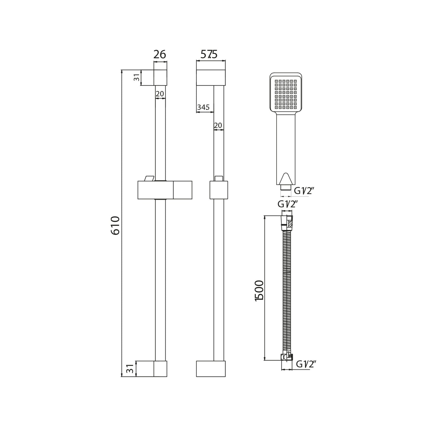 Scudo Square Riser Rail Kit