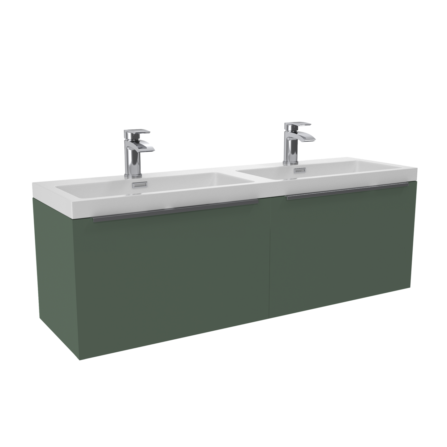 Muro 1200mm wide Vanity with double Basin - Reed Green with Chrome handles